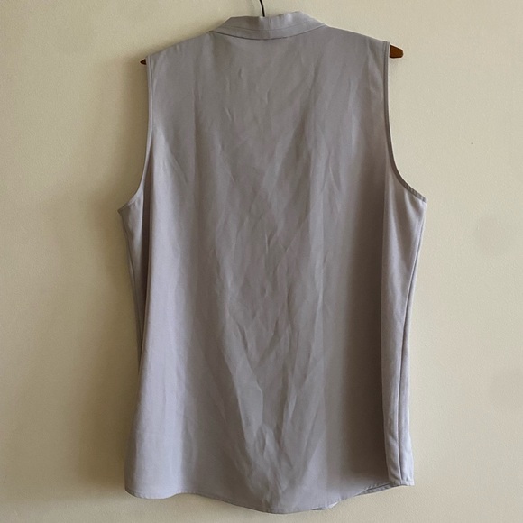 Calvin Klein Light Gray Silk Sleeveless Blouse - Picture 2 of 4